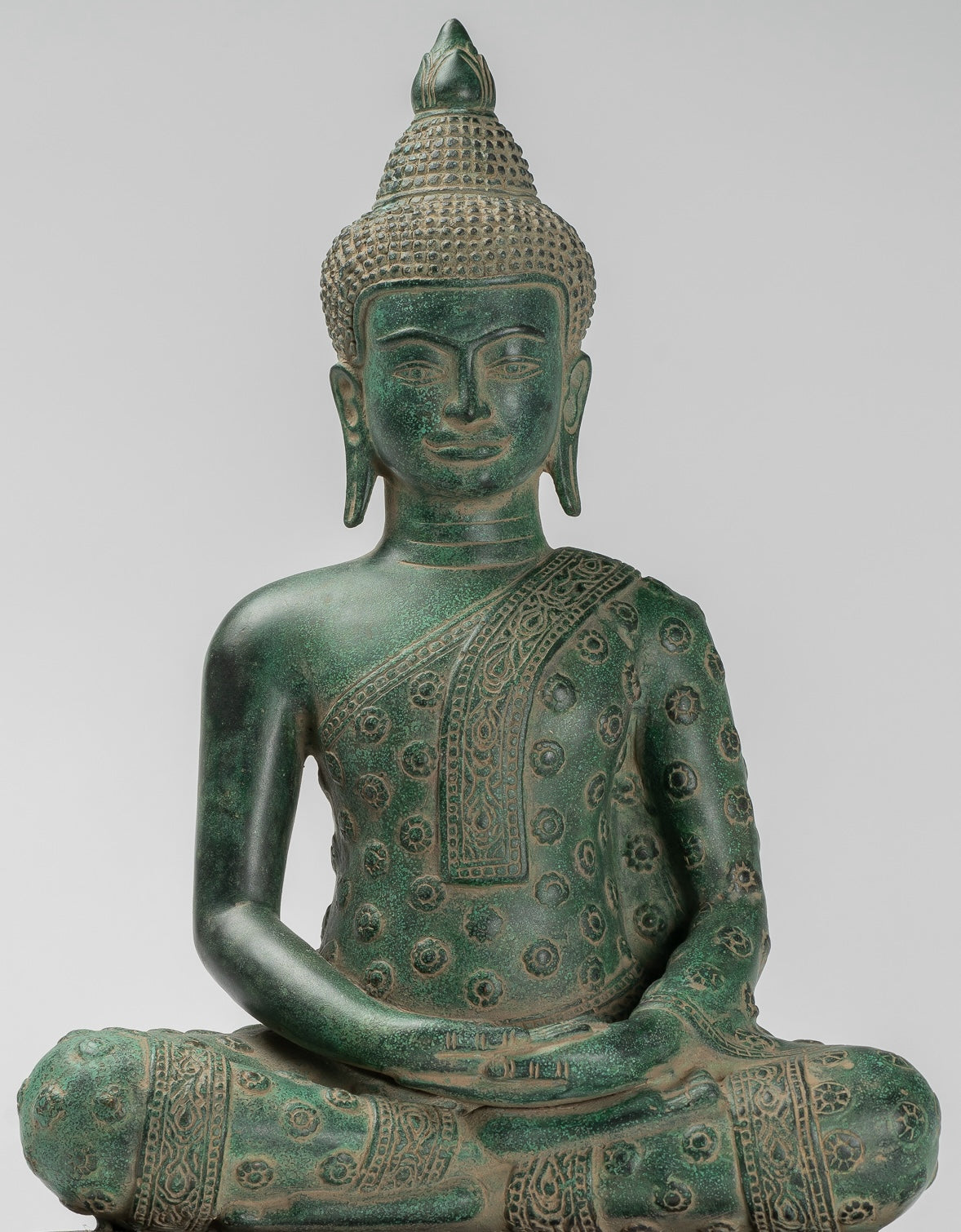 Statua Buddha - Antique Khmer in stile Khmer Bronzo seduto Amitabha Meditazione Buddha Statua - 44 cm/18 "