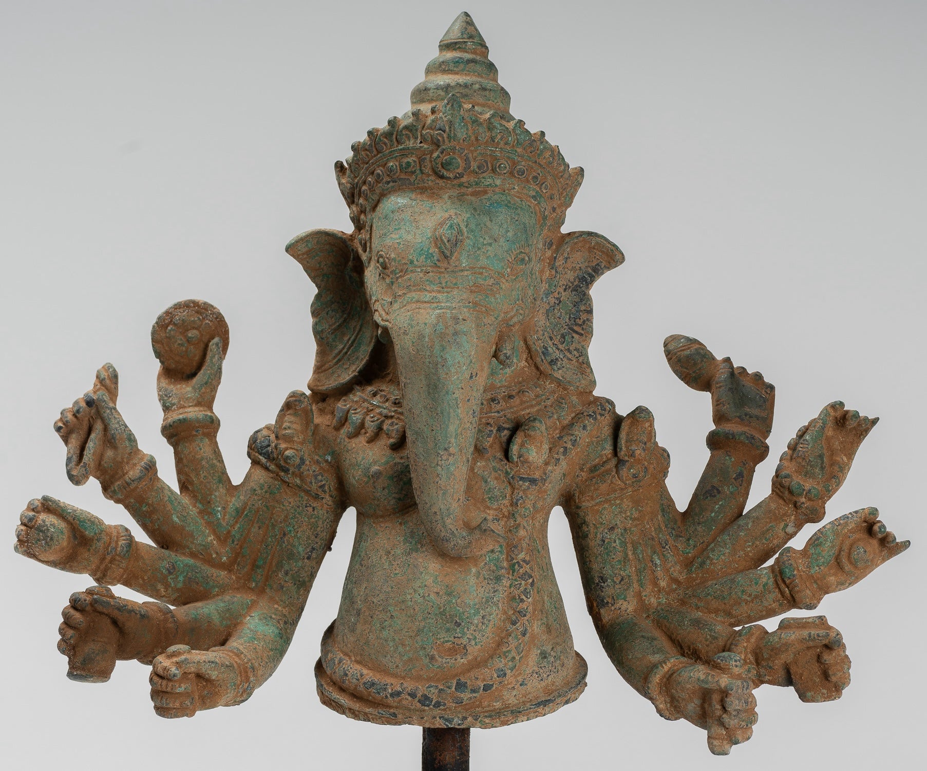 Estatua de Ganesh - Estatua de Vierdigris Ganesha montado en bronce de bronce antiguo - 39 cm/16 "