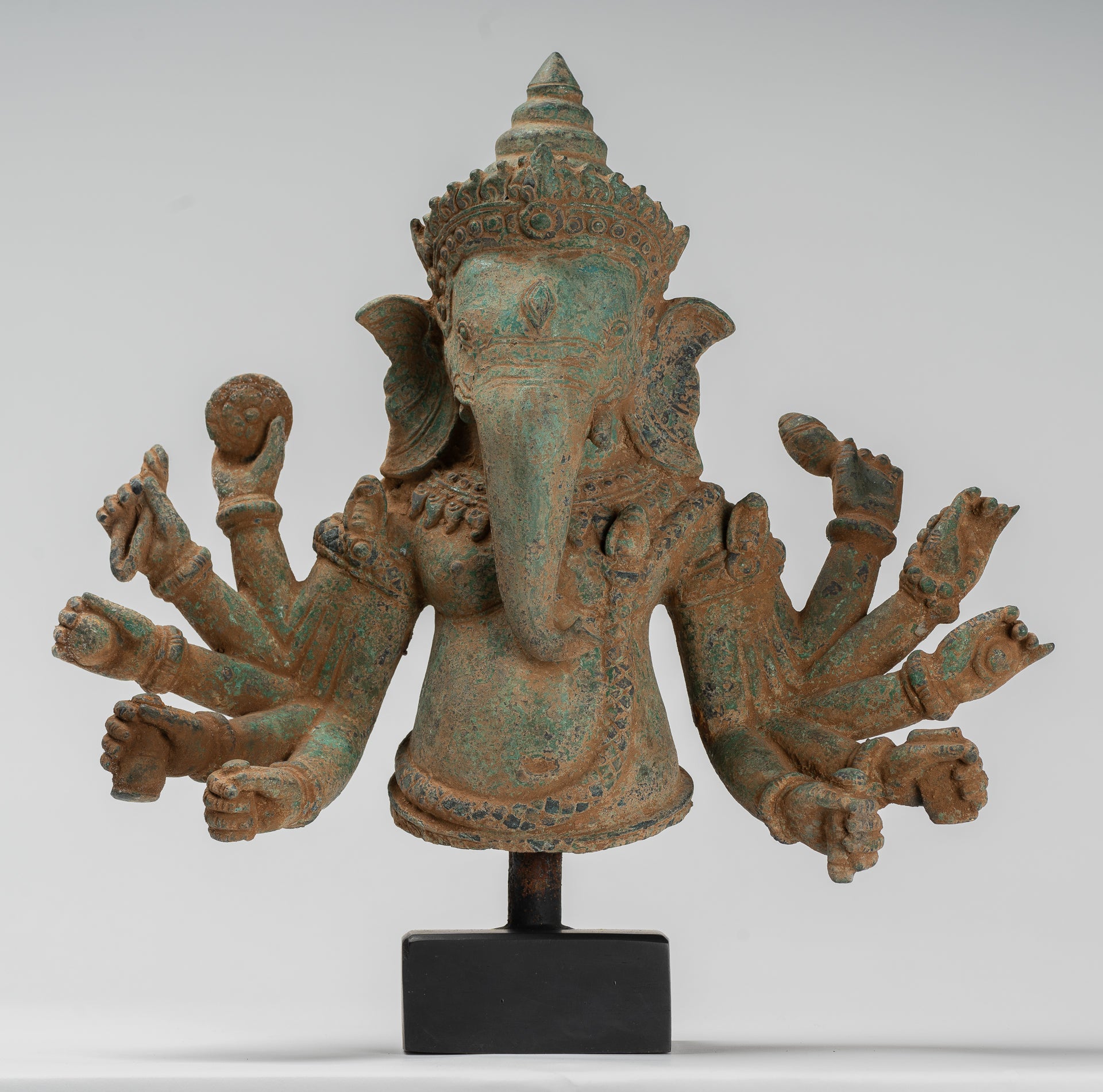 Estatua de Ganesh - Estatua de Vierdigris Ganesha montado en bronce de bronce antiguo - 39 cm/16 "