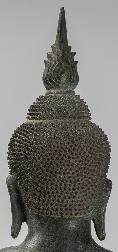 Buda - Estatua de Buda Doble de enseñanza de bronce antiguo de bronce jemer - 50 cm/20 "