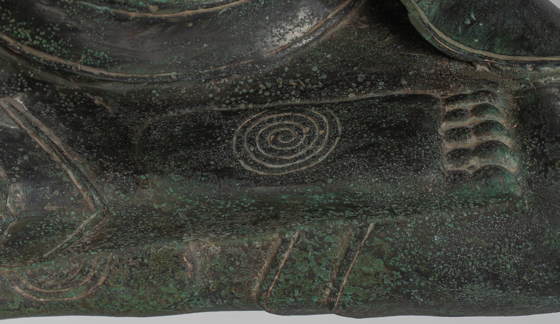 Buda - Estatua de Buda Doble de enseñanza de bronce antiguo de bronce jemer - 50 cm/20 "