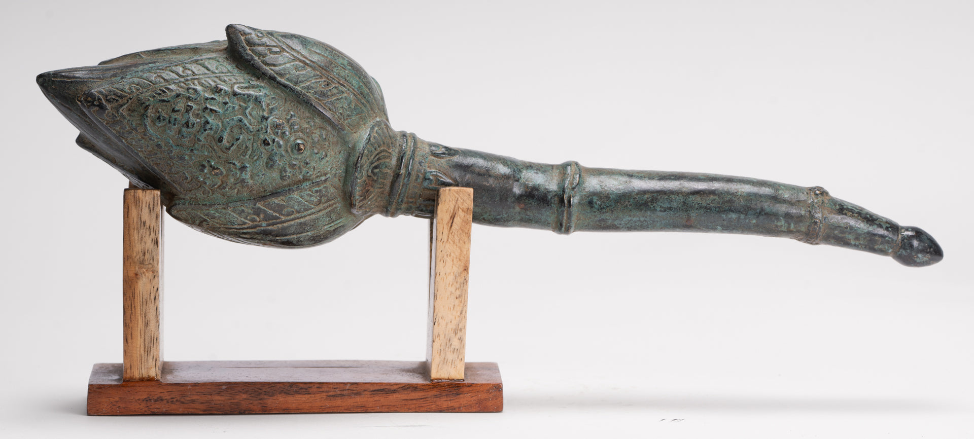 Mounted Antique Thai Style Bronze Lotus Bud - 35cm/14"