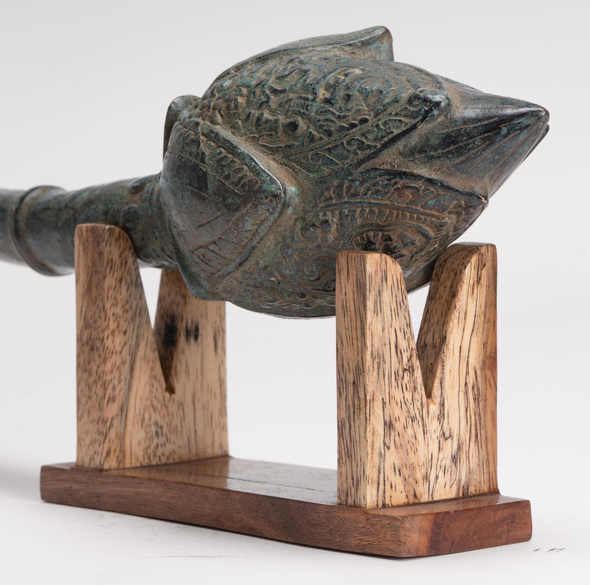 Mounted Antique Thai Style Bronze Lotus Bud - 35cm/14"