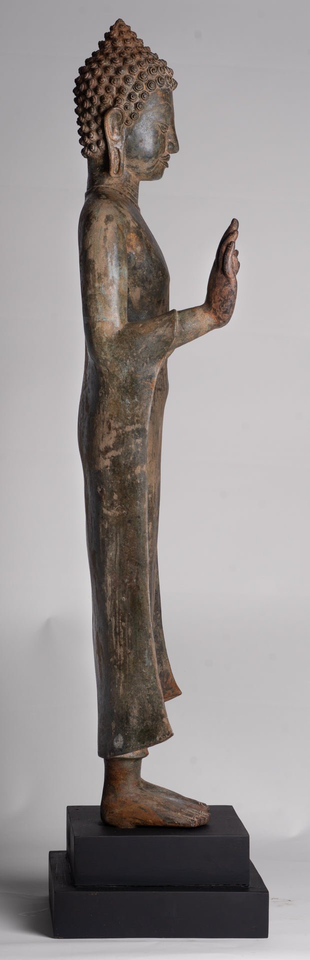 Buddha Statue - Antique Thai Style Standing Bronze Teaching Dvaravati Buddha Statue - 101cm/40" Tall