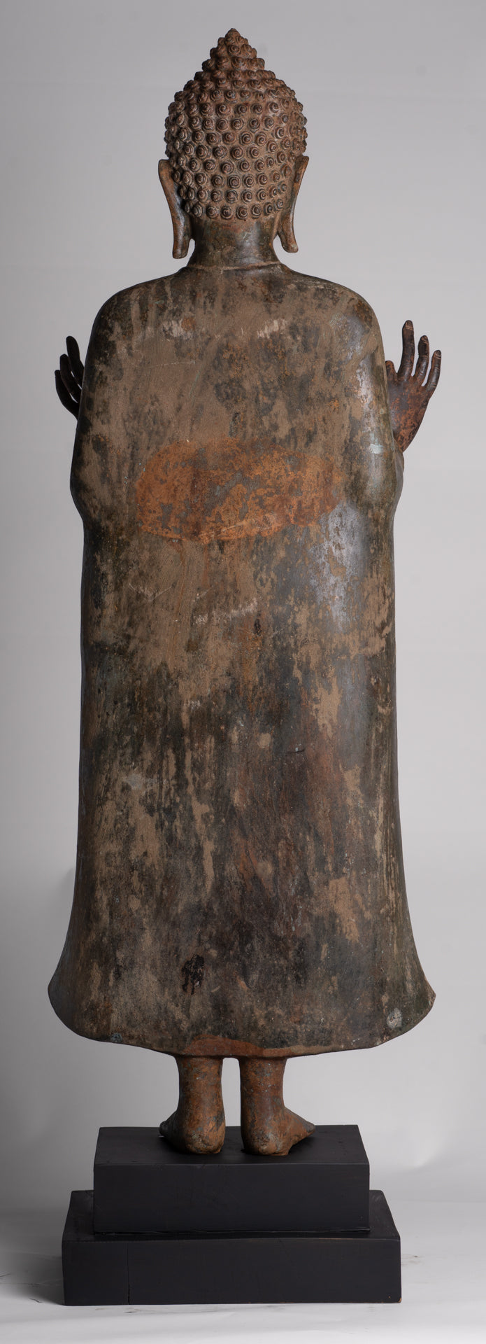 Buddha Statue - Antique Thai Style Standing Bronze Teaching Dvaravati Buddha Statue - 101cm/40" Tall