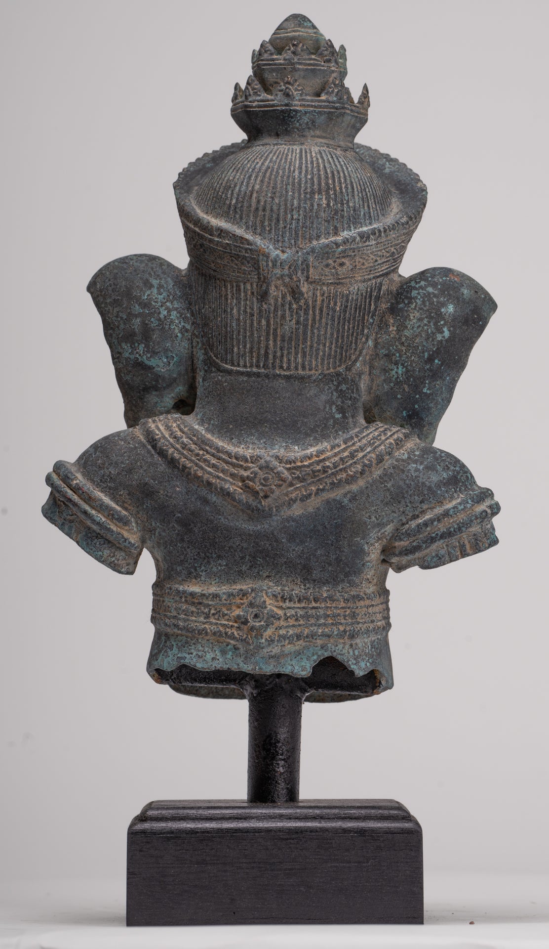 Ganesha Statue - Antique Khmer Style Mounted Bronze Banteay Srei Ganesha Statue - 37cm/15"