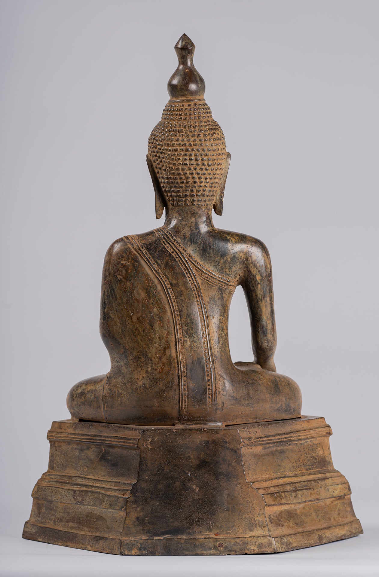 Buddha Statue - Antique Indonesian Style Seated Bronze Javanese Enlightenment Buddha - 52cm/21"
