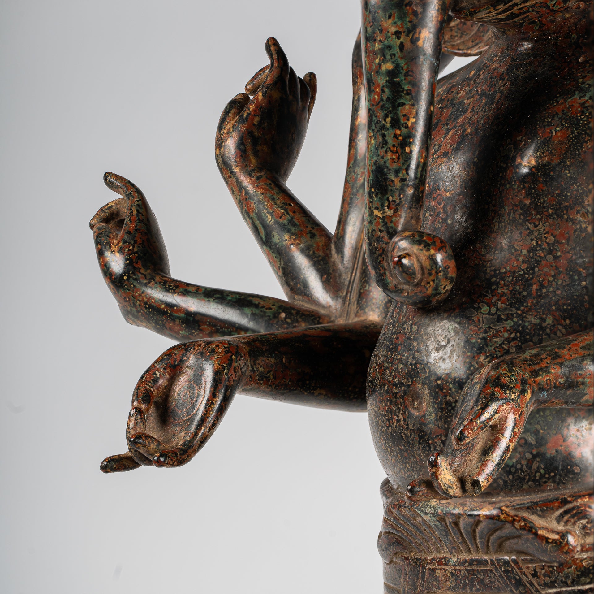 Ganesha Statue - Antique Khmer Style Mounted Standing Bronze Angkor Wat Ganesha Statue - 87cm/35"