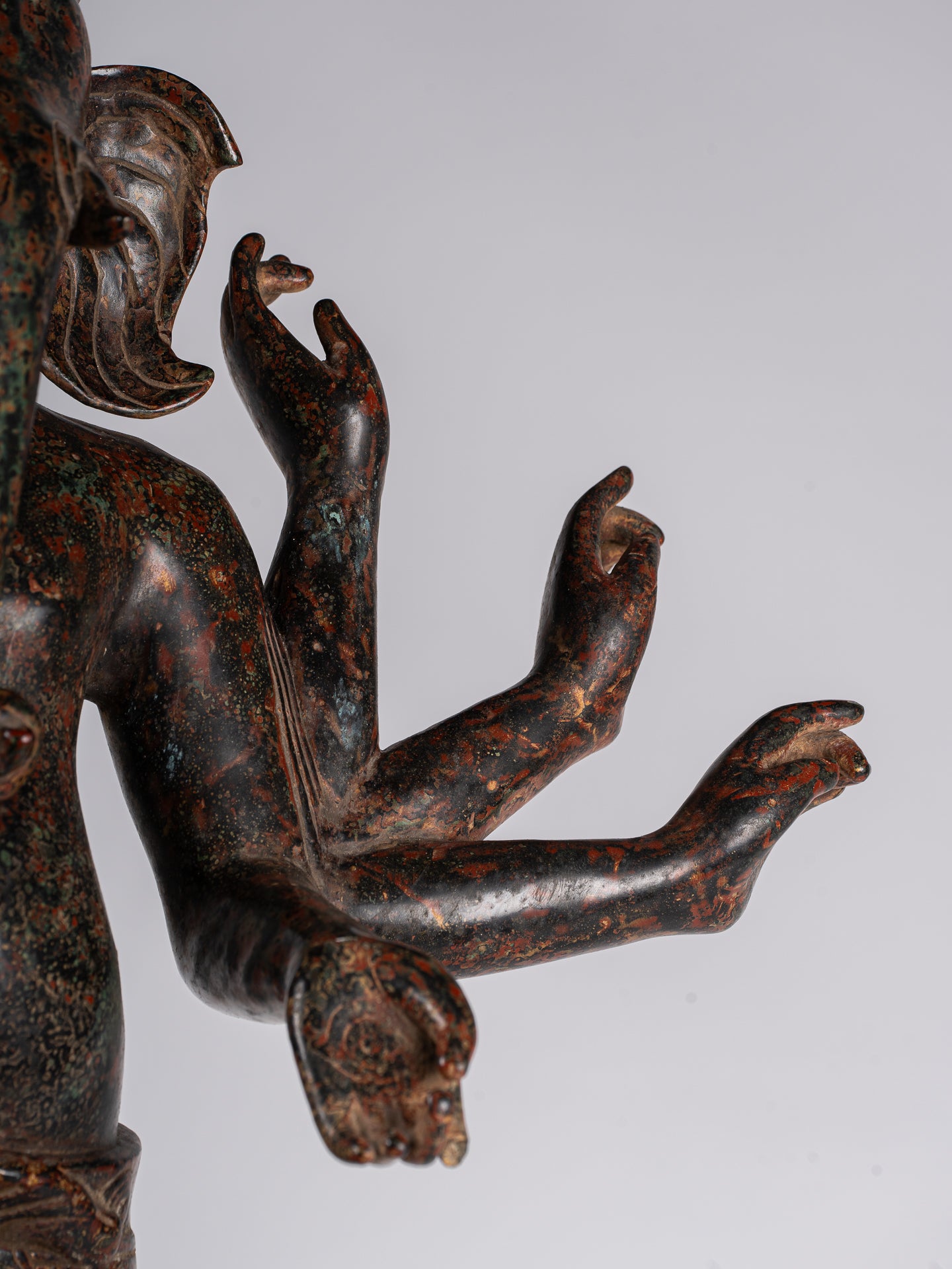 Ganesha Statue - Antique Khmer Style Mounted Standing Bronze Angkor Wat Ganesha Statue - 87cm/35"