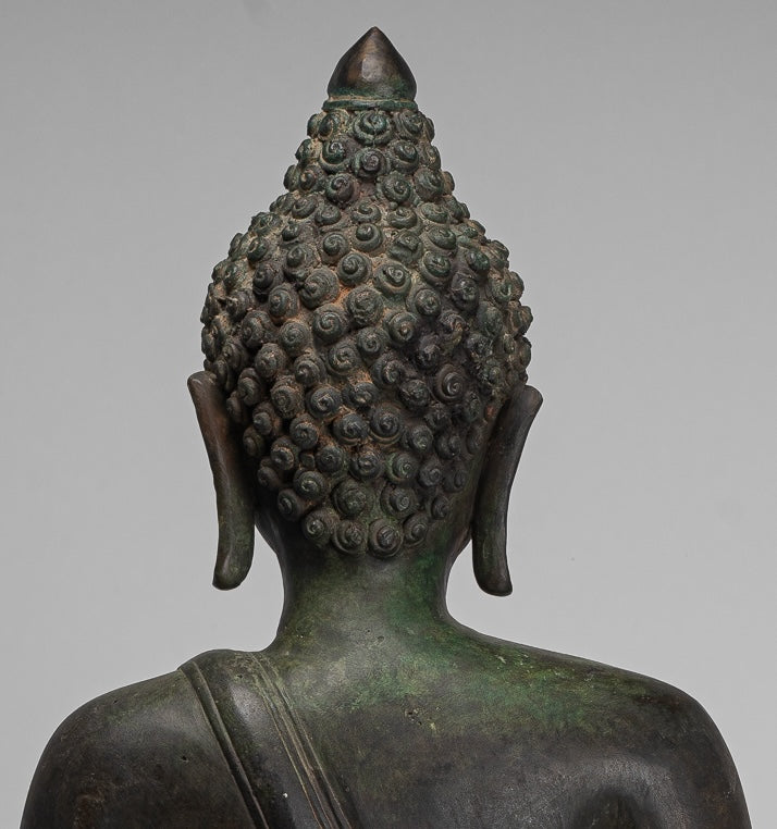 Large Buddha Statue - Antique Thai Style Bronze Chiang Saen Enlightenment Buddha Statue - 80cm/32"