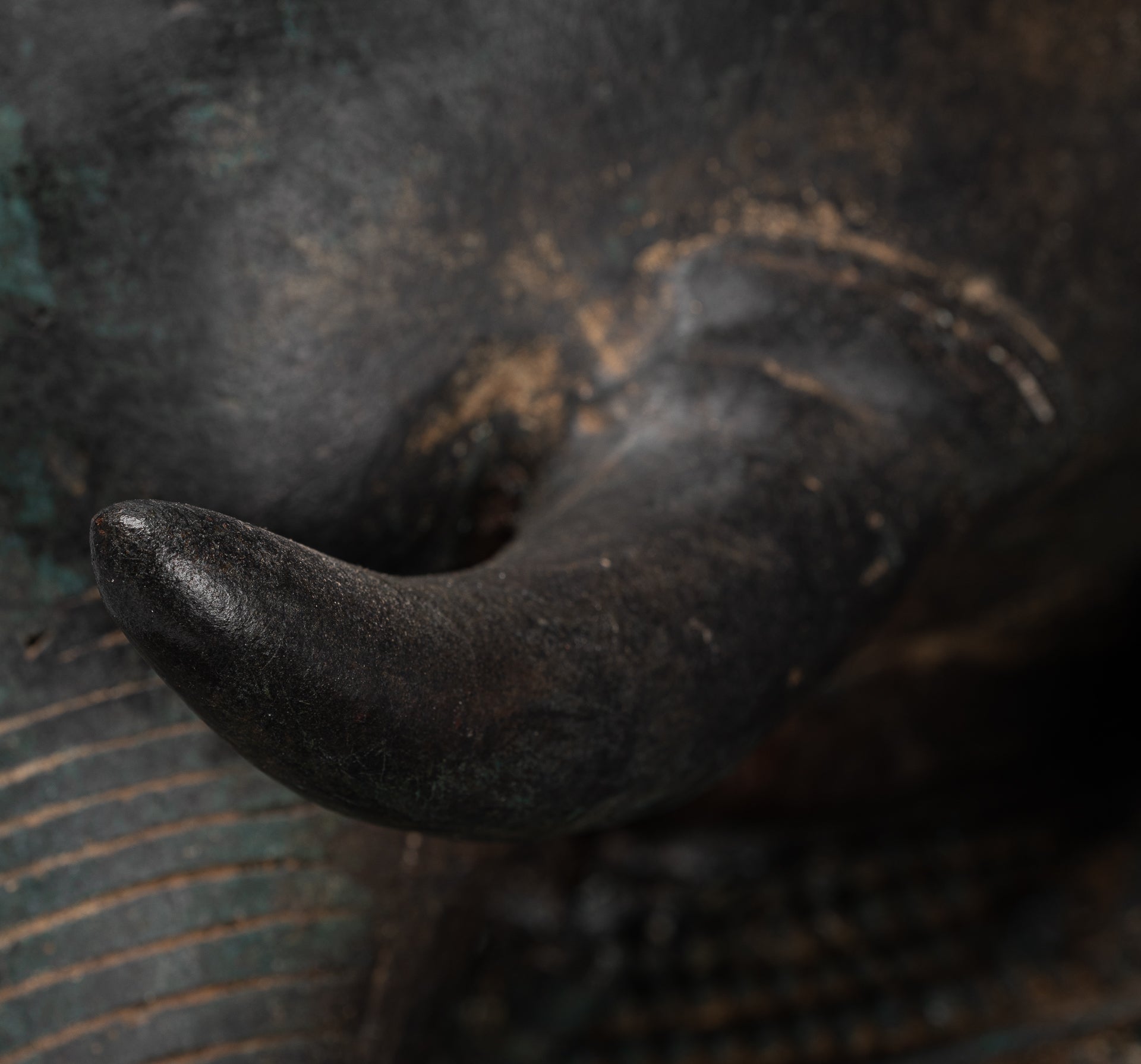 Ganesha Statue - Antique Thai Style Bronze Seated 4-Arm Ganesha Statue - 85cm/34"