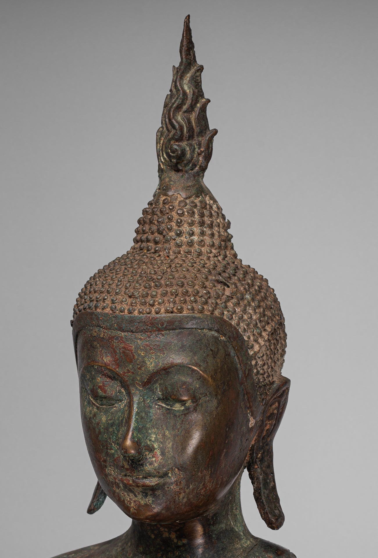 Buddha Statue - Antique U Thong Style Bronze Enlightenment Buddha Statue - 88cm/35"