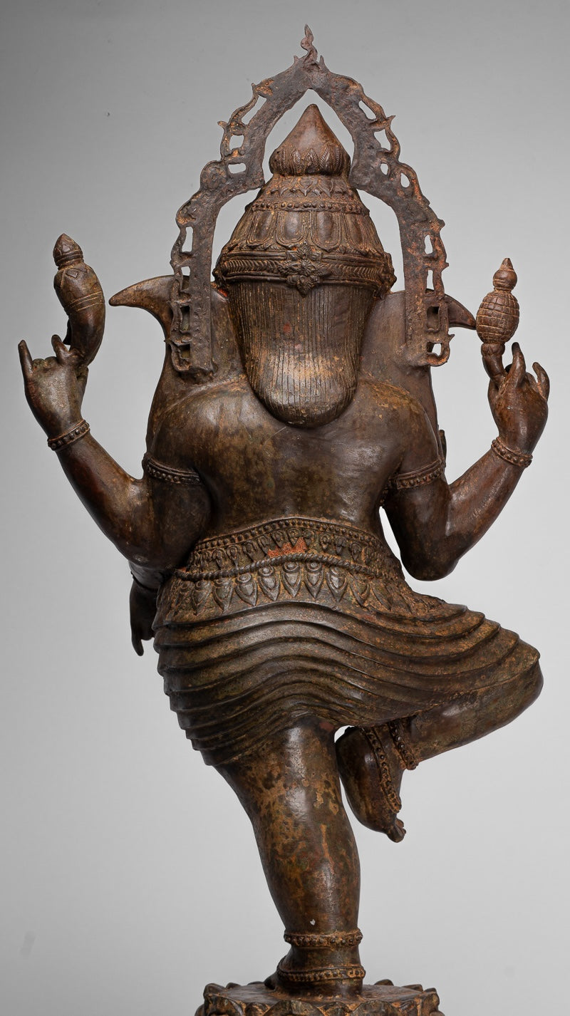 Large Ganesha Statue - Antique Thai Style Bronze Dancing Ganesh Statue - 105cm/42"