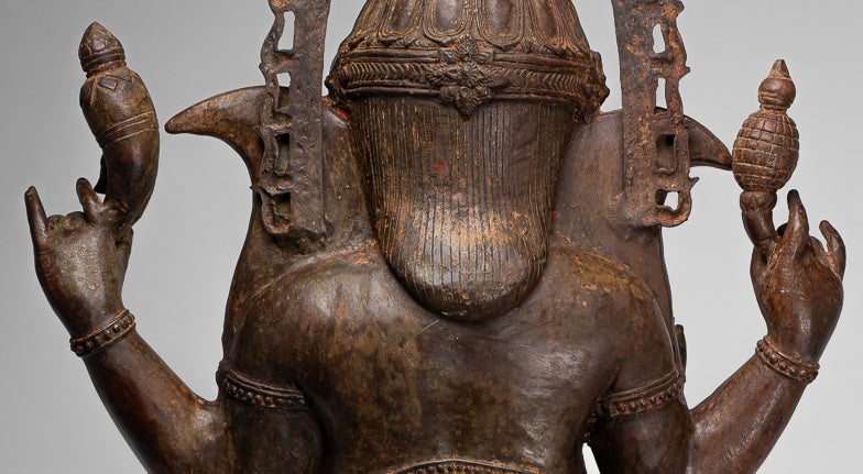 Large Ganesha Statue - Antique Thai Style Bronze Dancing Ganesh Statue - 105cm/42"