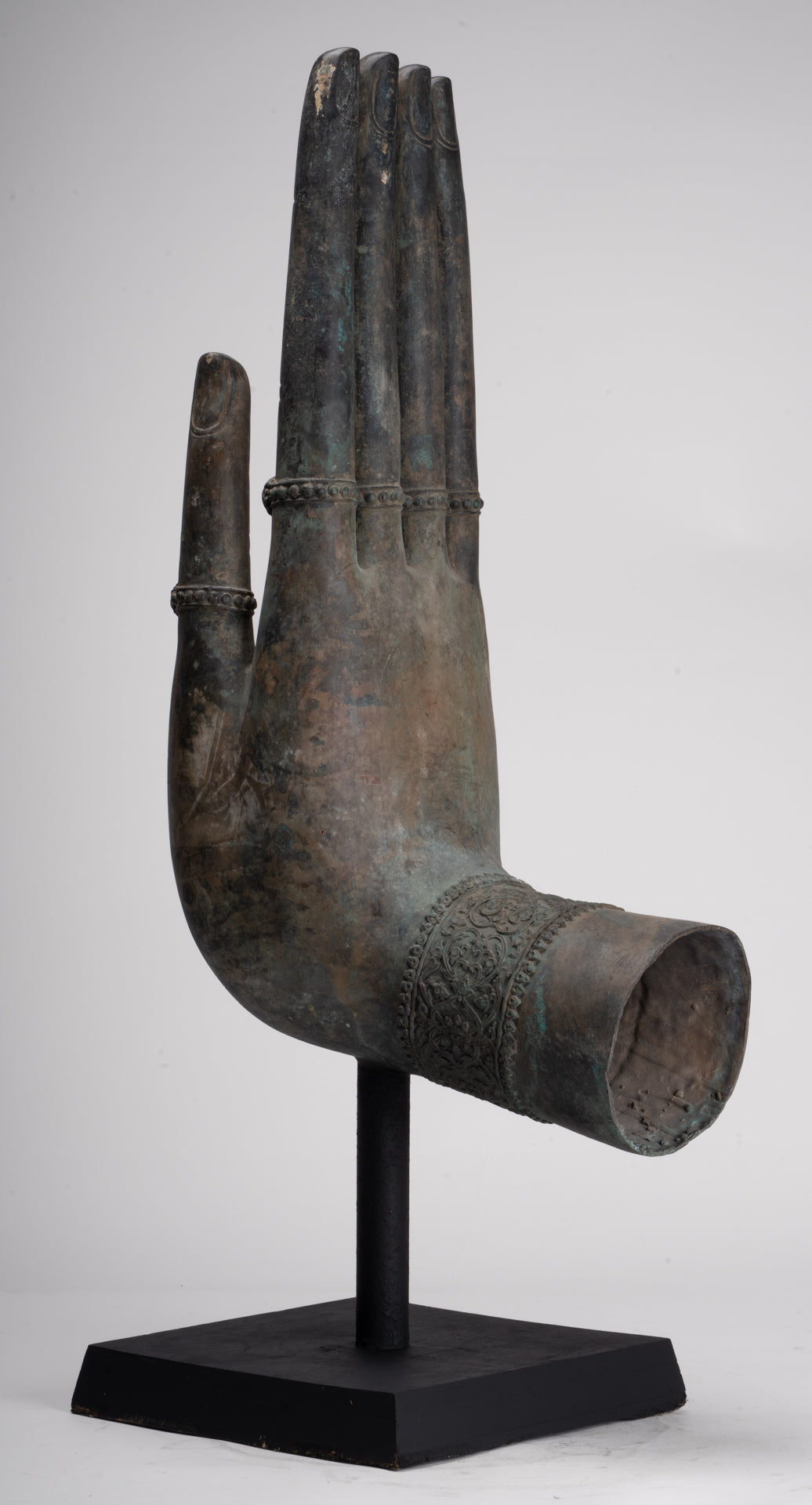 Large Hand - Mounted Antique Thai Style Southeast Asia Bronze Thai Protection Hand - 77cm/31"