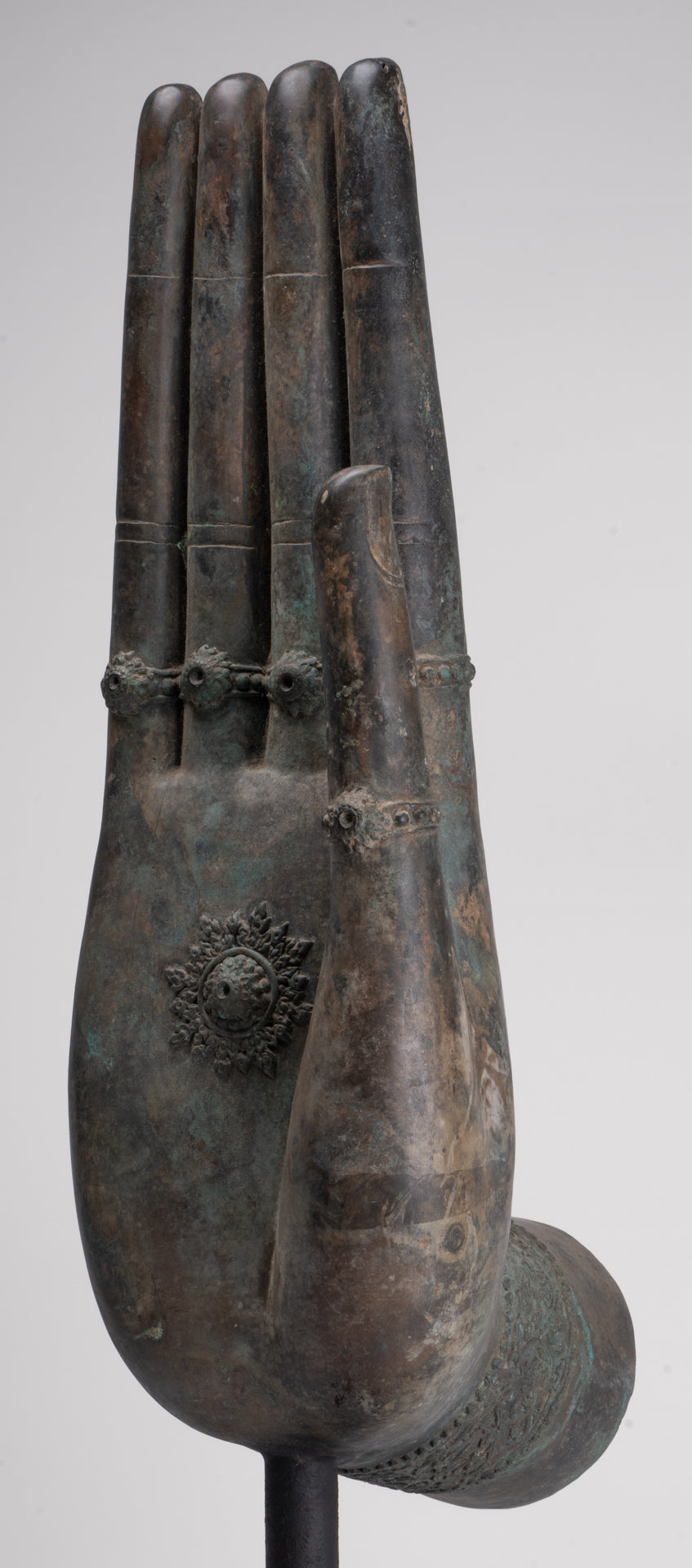 Large Hand - Mounted Antique Thai Style Southeast Asia Bronze Thai Protection Hand - 77cm/31"