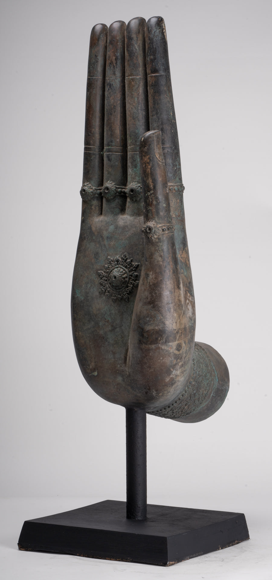 Large Hand - Mounted Antique Thai Style Southeast Asia Bronze Thai Protection Hand - 77cm/31"