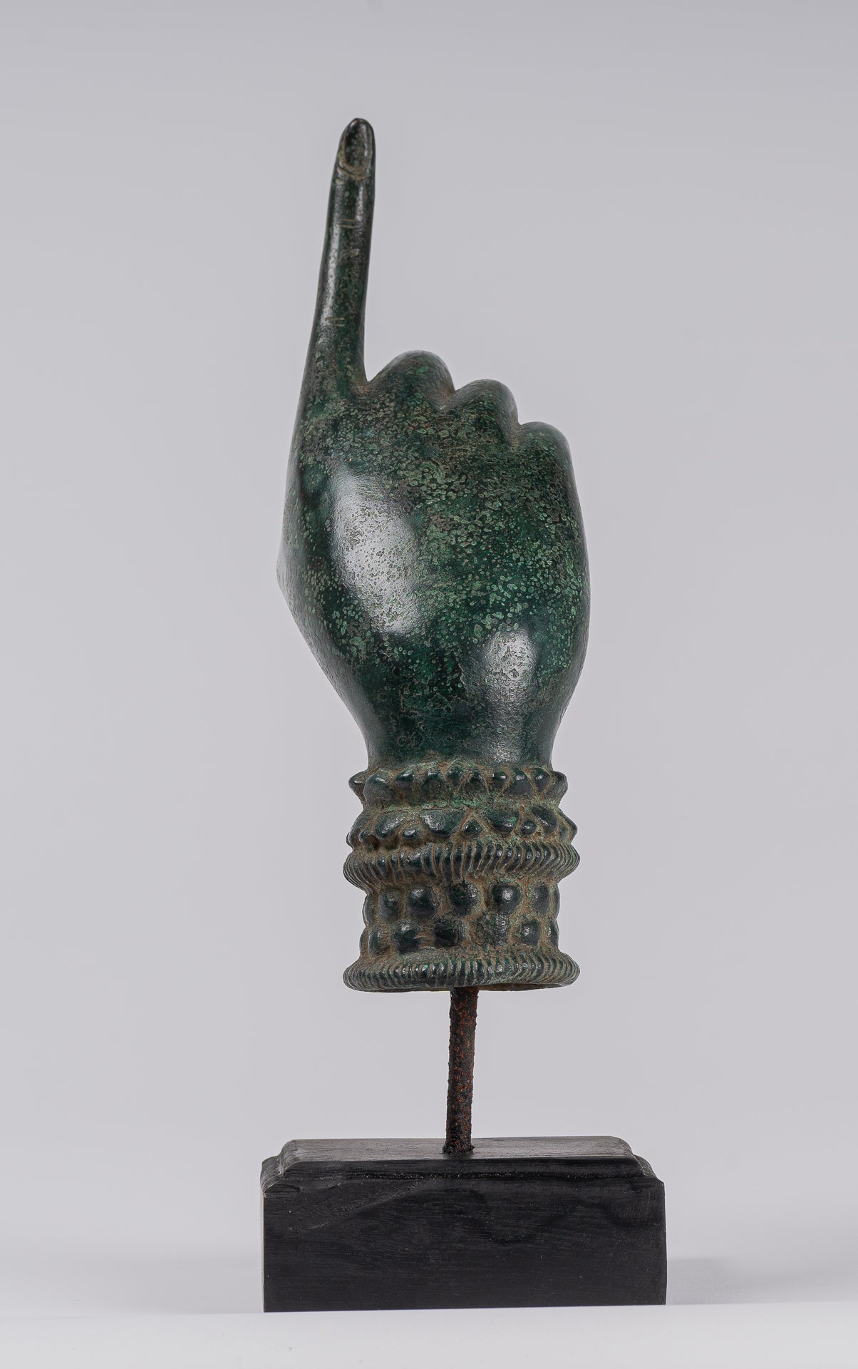Mounted Antique Khmer Style Bronze Apsara Suchi Mudra Hand - 30cm/12"