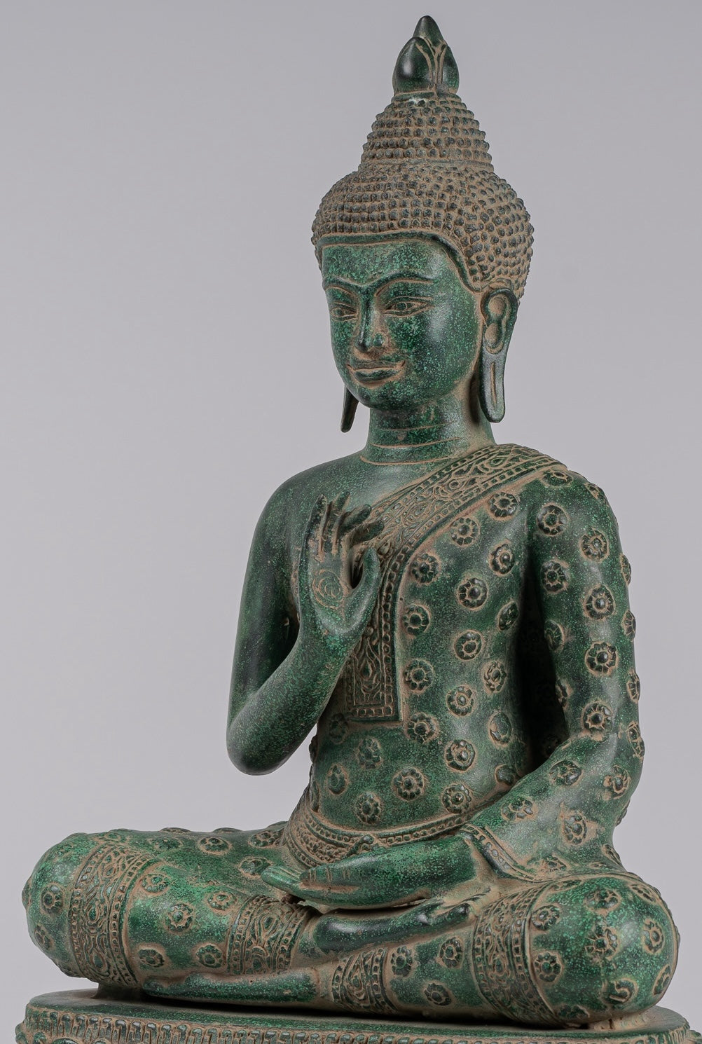 Buddha Statue - Antique Khmer Style Bronze Seated Teaching Buddha Statue - 45cm/18"