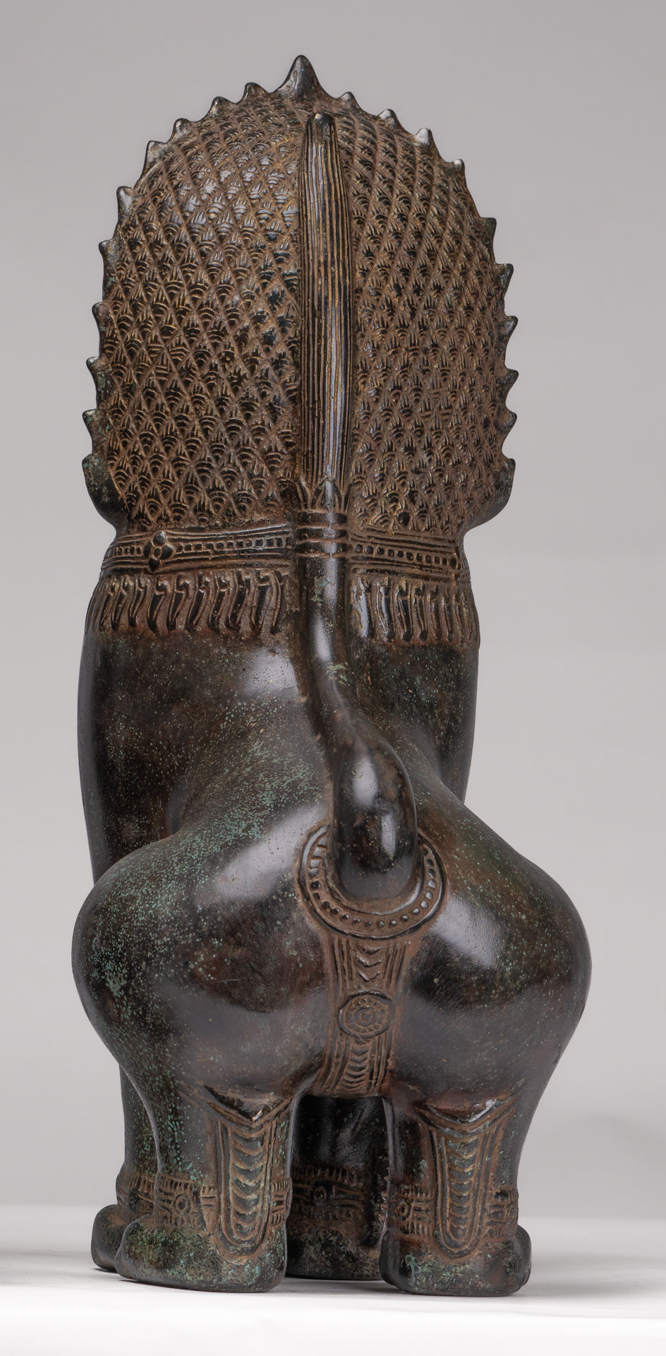 Temple Lions - Antique Khmer Style Bronze Standing Temple Guardians or Lions - 39cm/16"