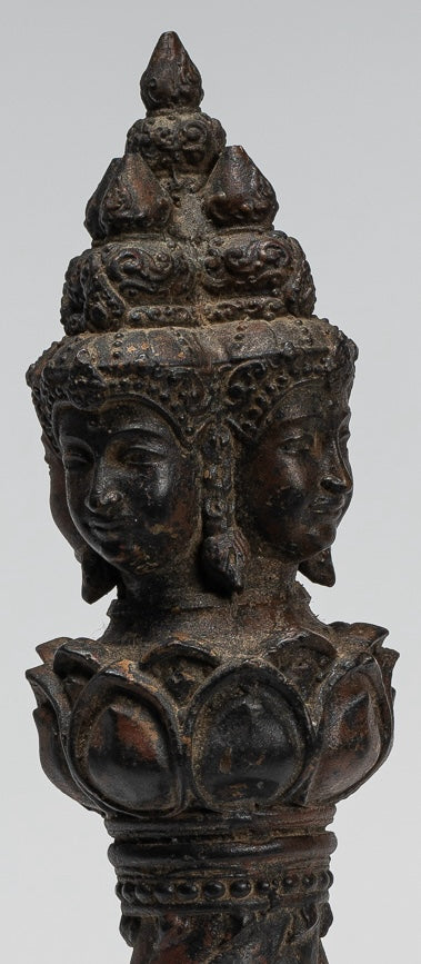 Vajrapāṇi Statue - Antique Khmer Style Vajra or Thunderbolt Vajrapāṇi Statue - 28cm/11"
