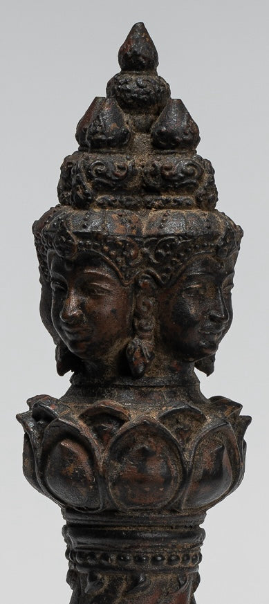 Vajrapāṇi Statue - Antique Khmer Style Vajra or Thunderbolt Vajrapāṇi Statue - 28cm/11"