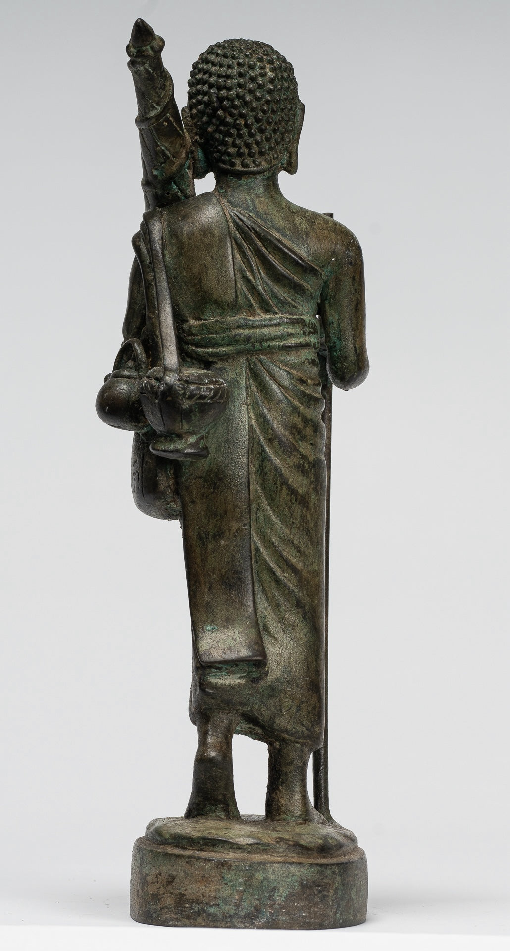 Monk - Antique Thai Style Bronze Dvaravati Devotee / Disciple of Buddha Statue - 29cm/12"