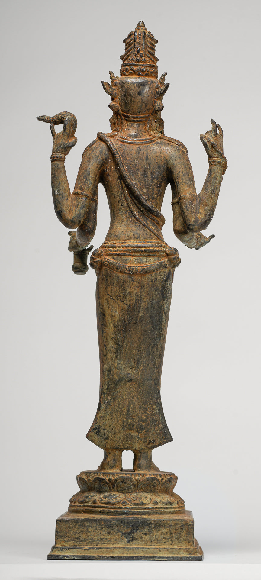 Shiva Statue - Antique Indonesian Style Bronze Javanese Standing 4-Arm Shiva Statue - 52cm/21"