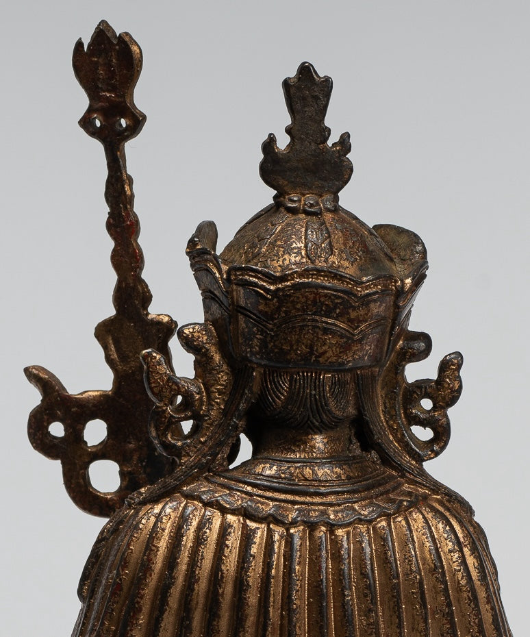 Padmasambhava Statue - Antique Tibetan Style Bronze Seated Padmasambhava Second Buddha Statue - 21cm/8"