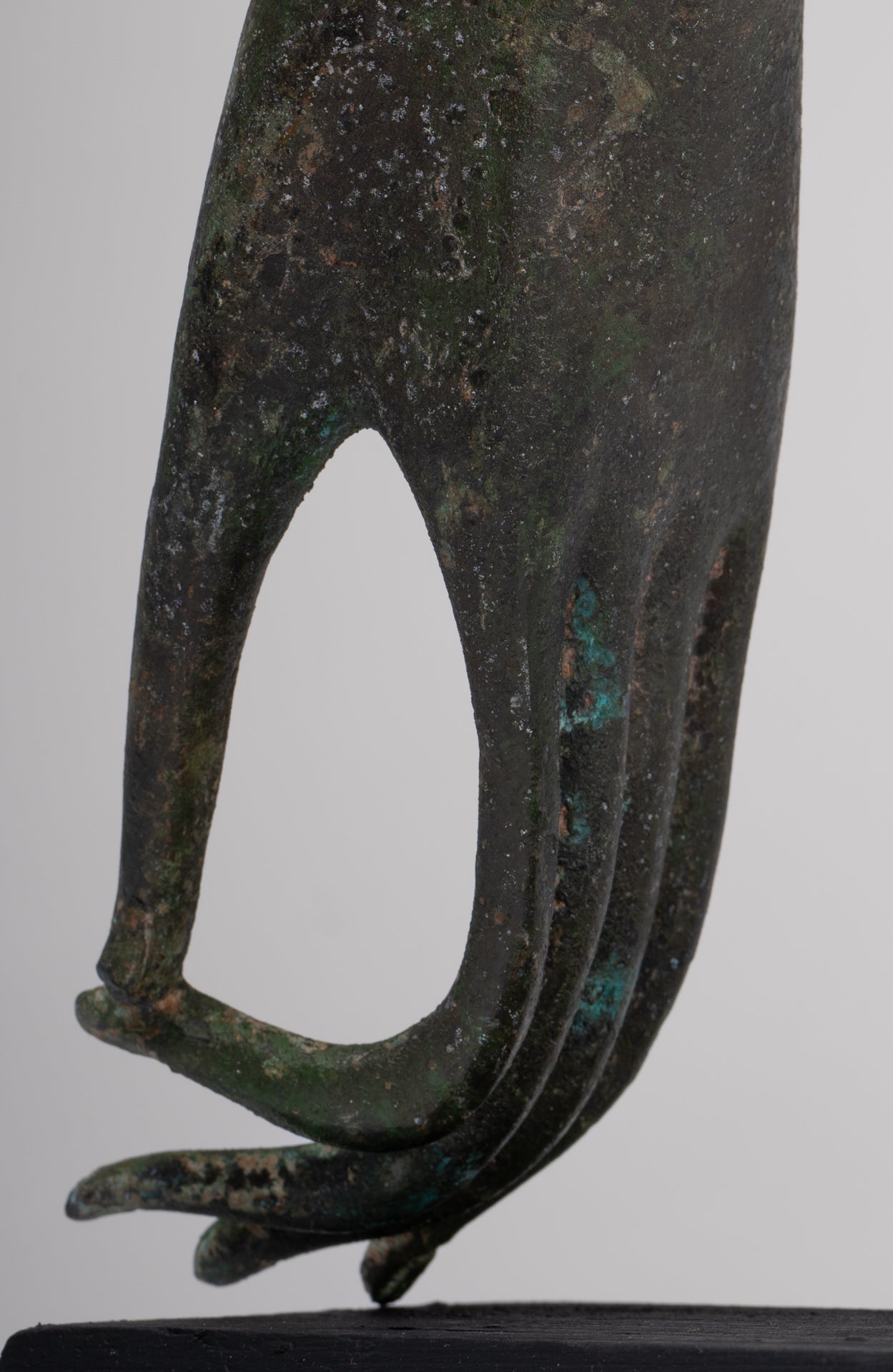 Mounted Antique Thai Style Southeast Asia Bronze Thai Teaching Hand - 25.5cm/10"