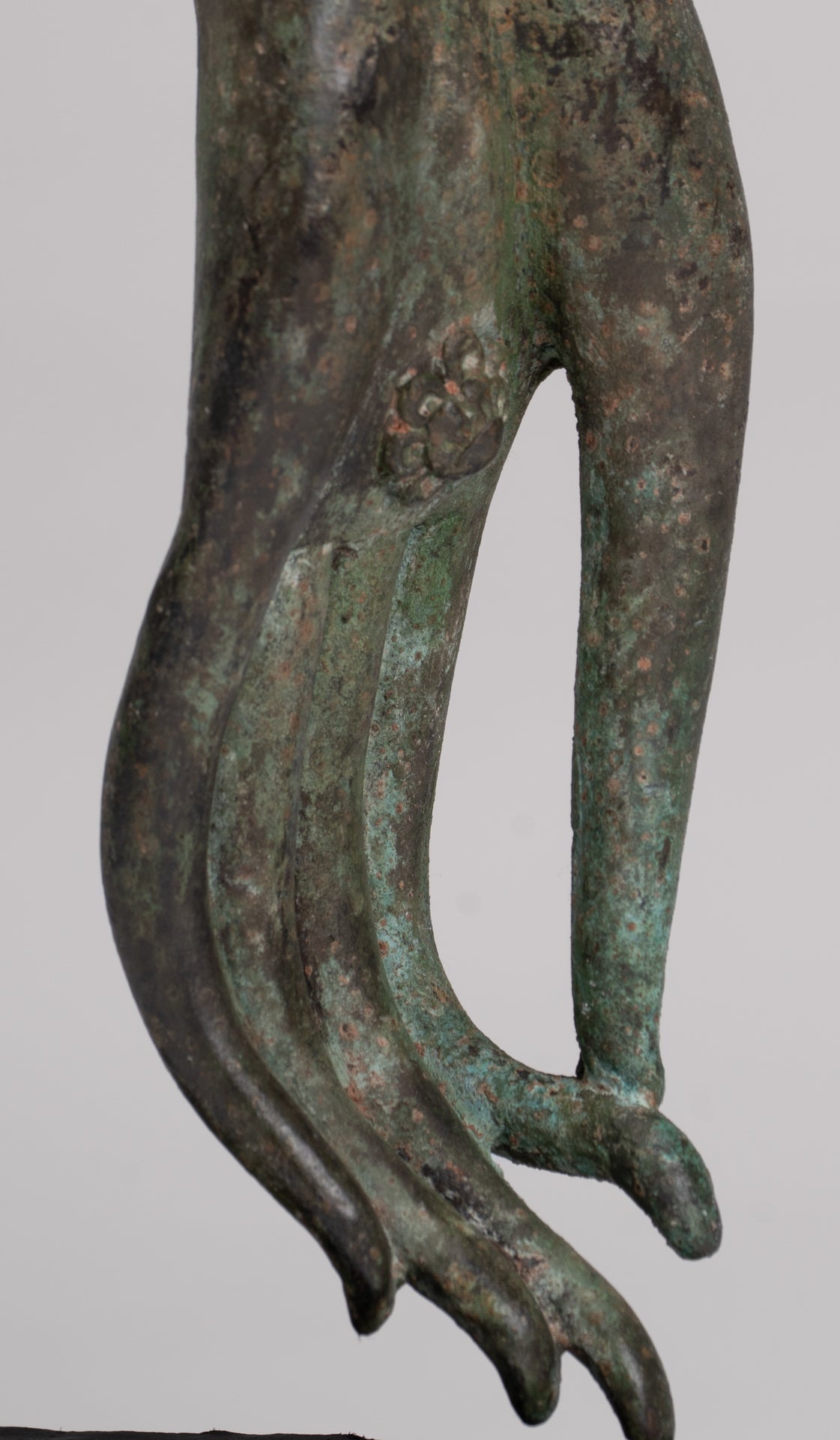 Mounted Antique Thai Style Southeast Asia Bronze Thai Teaching Hand - 30cm/12"