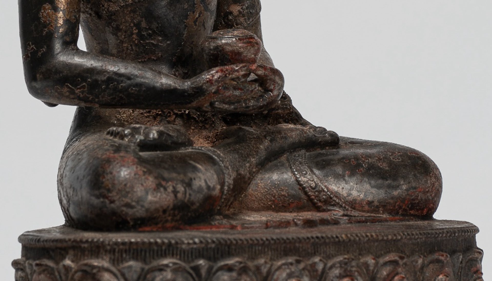 Buddha Statue - Antique Tibet Style Bronze Seated Amitabha Meditation Buddha Statue - 26cm/10"