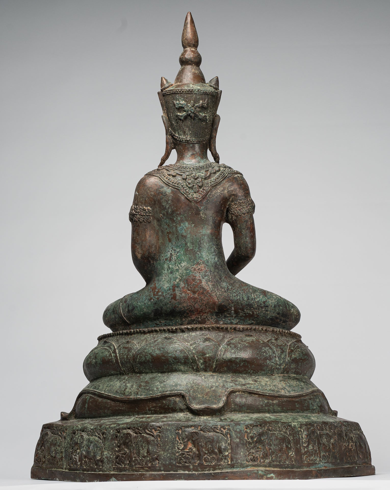 Antique Thai Style Seated Bronze Royal Ayutthaya Meditation Buddha Statue - 90cm/36"