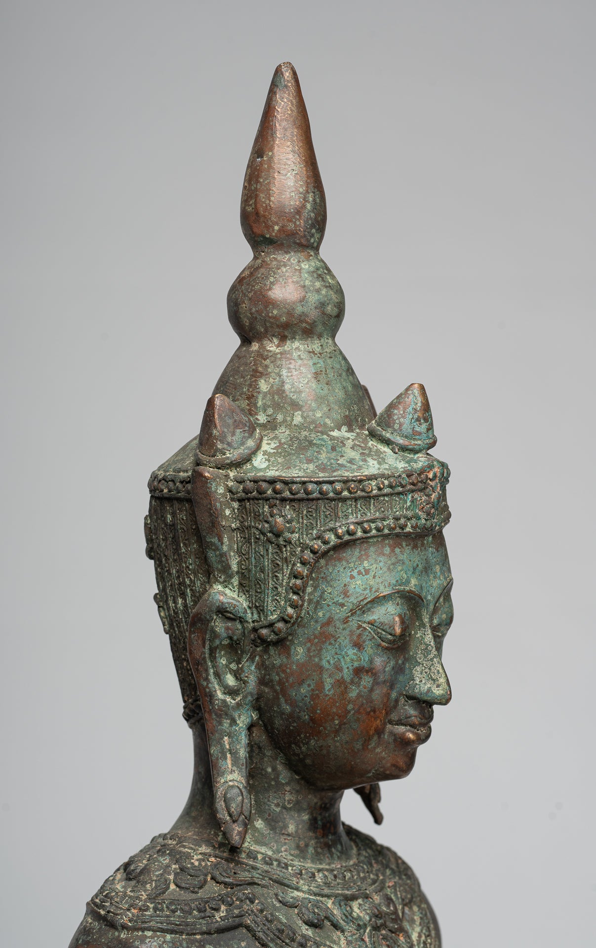 Antique Thai Style Seated Bronze Royal Ayutthaya Meditation Buddha Statue - 90cm/36"