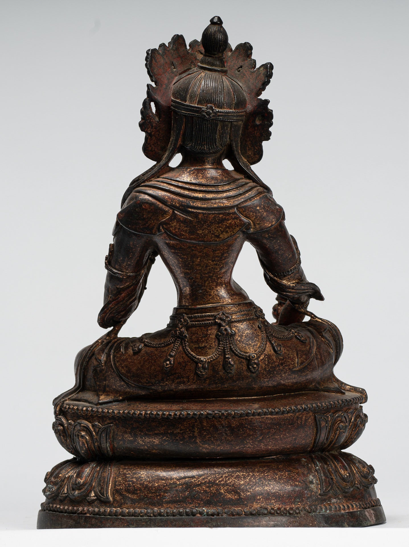 Estatua de Buda - Estilo chino antiguo Enseñanza de bronce sentado Buda - 28 cm/11 "