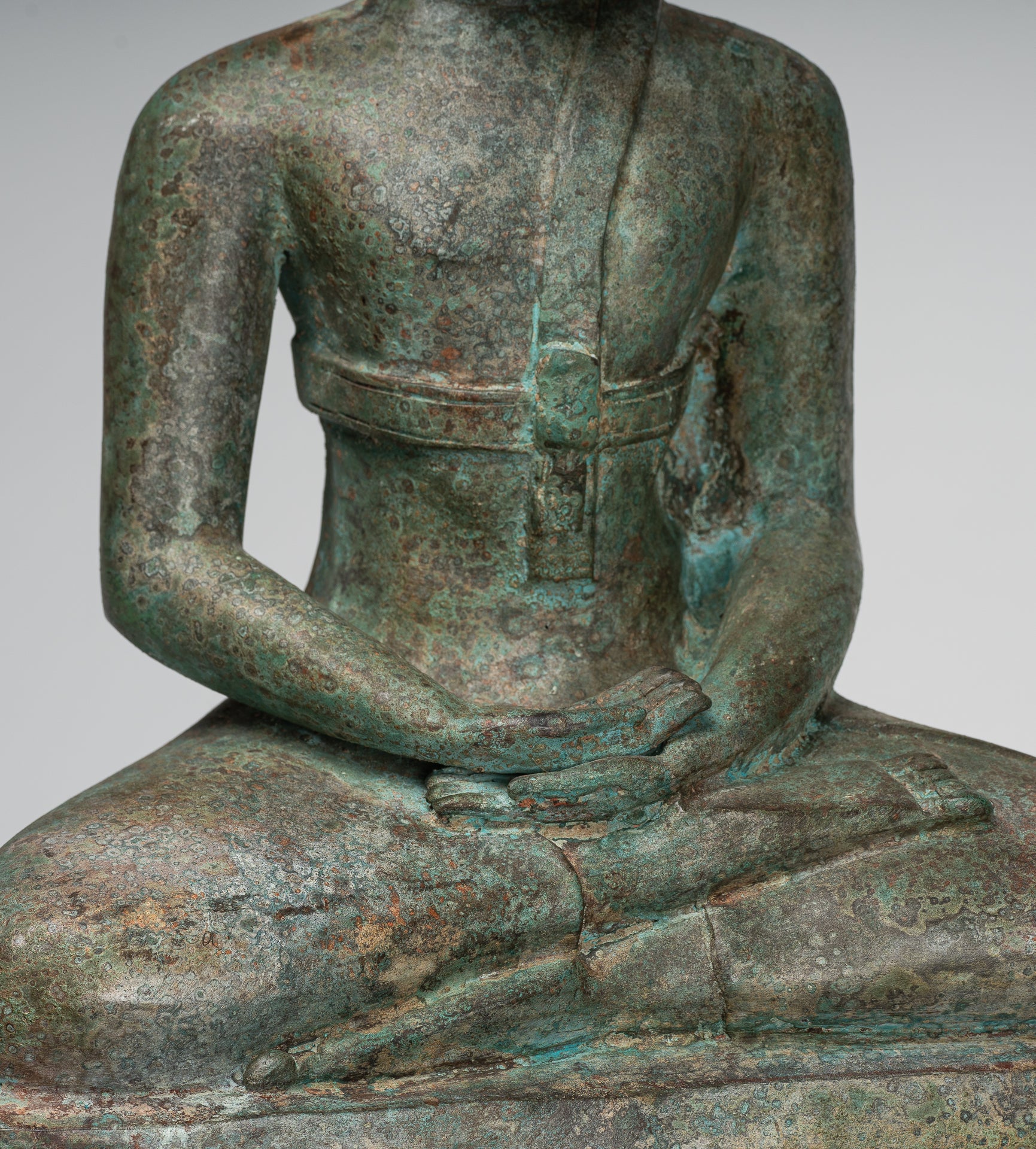 Buddha Statue - Large Antique Laos Style Meditation Buddha Statue - 71cm/28"