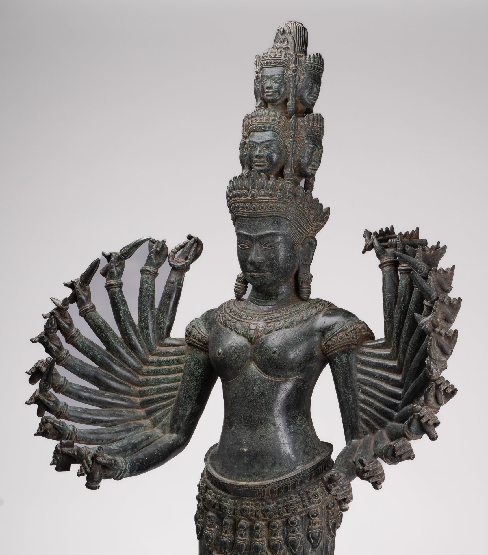 Deity Statue - Antique Khmer Style Bayon Prajnaparamita Statue / Goddess - 115cm/46"