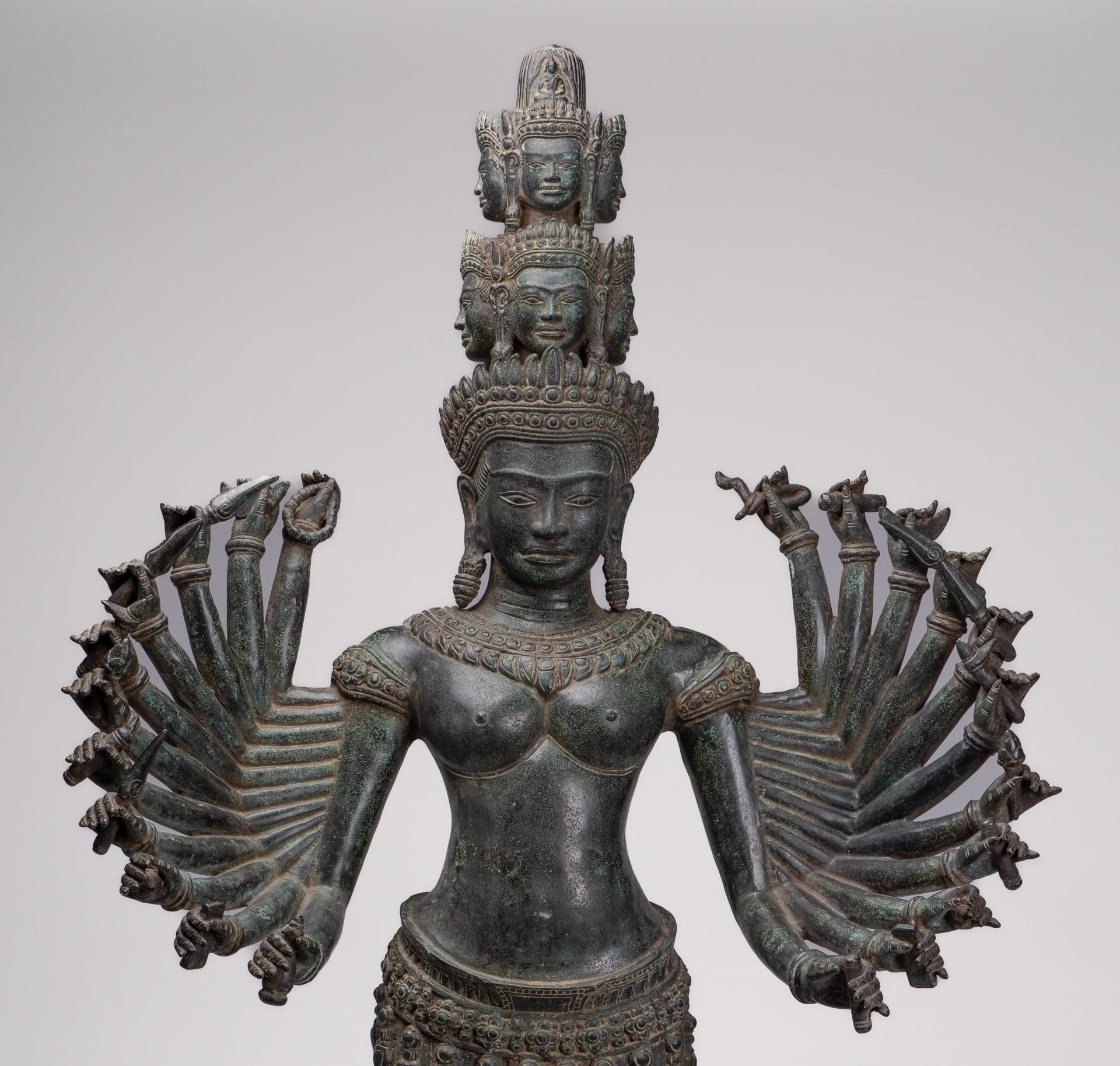 Deity Statue - Antique Khmer Style Bayon Prajnaparamita Statue / Goddess - 115cm/46"