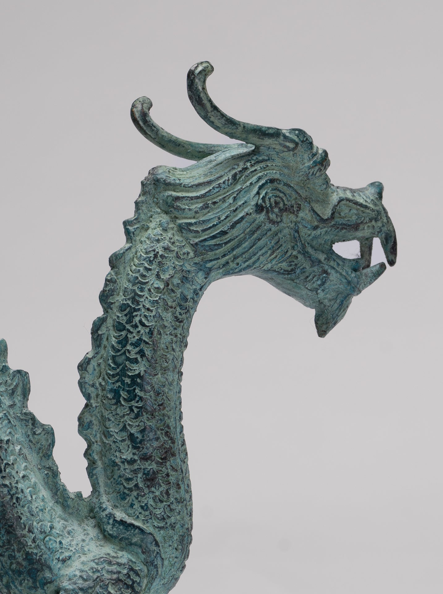 Antique Chinese Style Bronze Dragon Statue - 17cm/7"