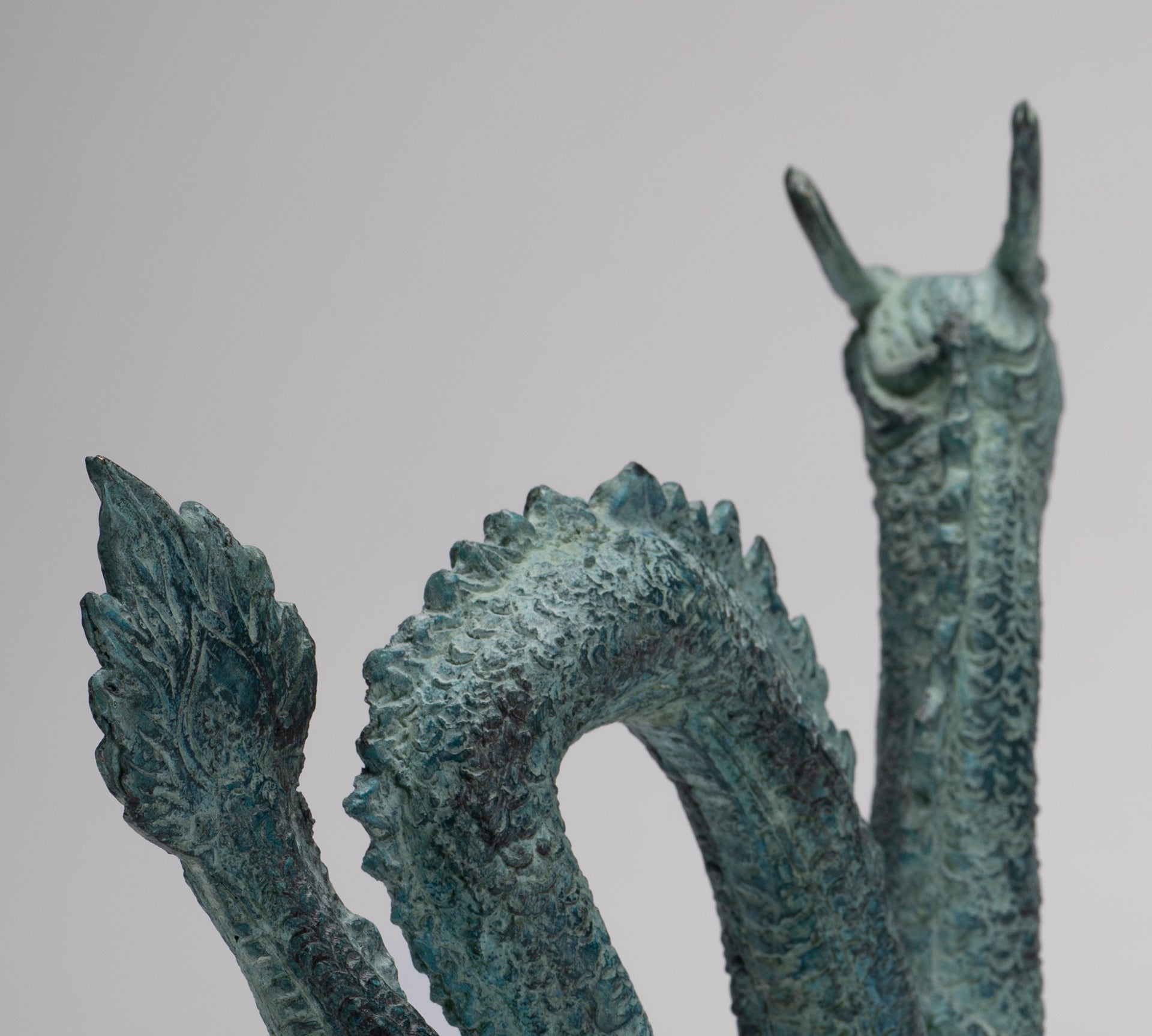 Antique Chinese Style Bronze Dragon Statue - 17cm/7"