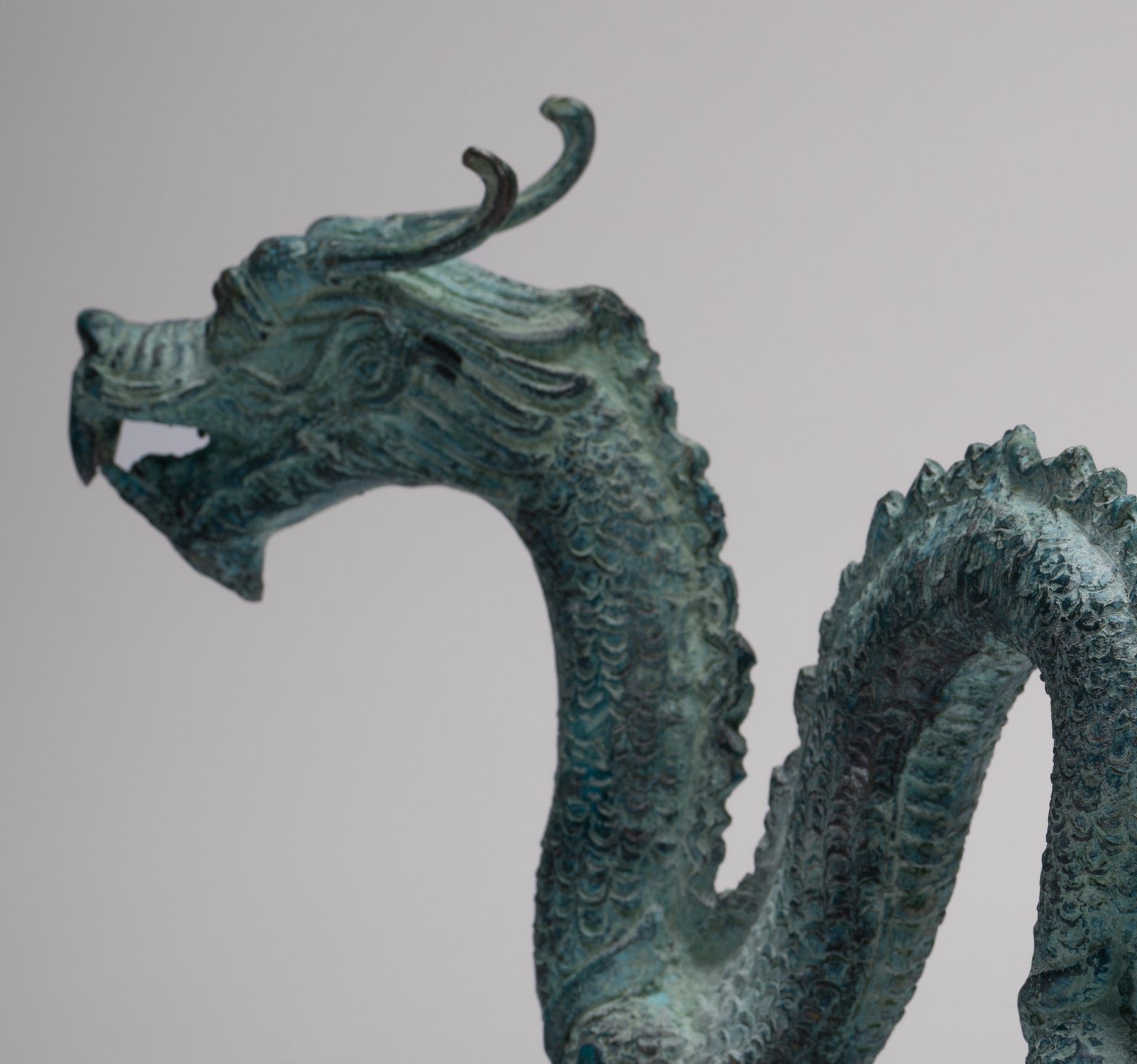 Antique Chinese Style Bronze Dragon Statue - 17cm/7"