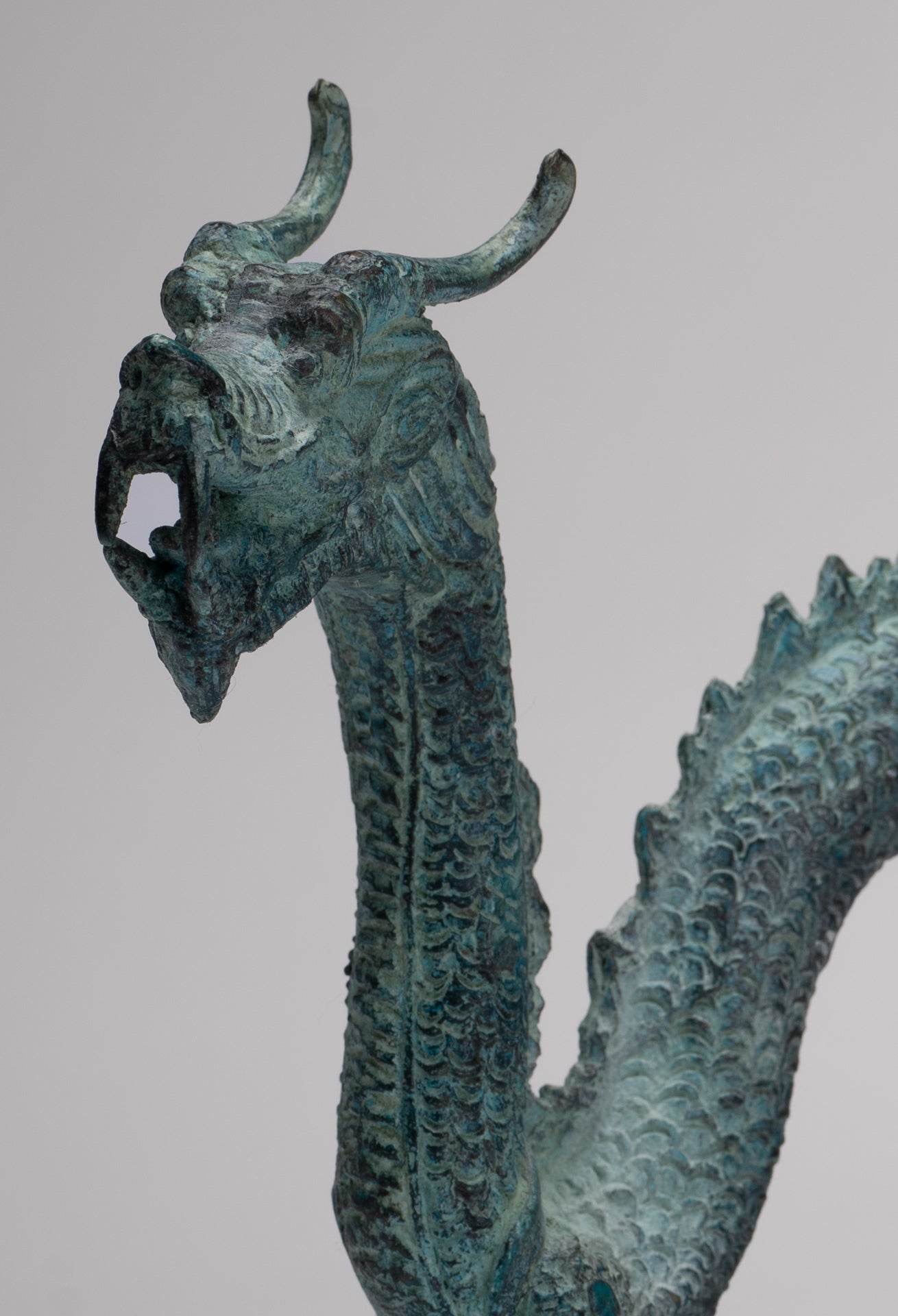 Antique Chinese Style Bronze Dragon Statue - 17cm/7"
