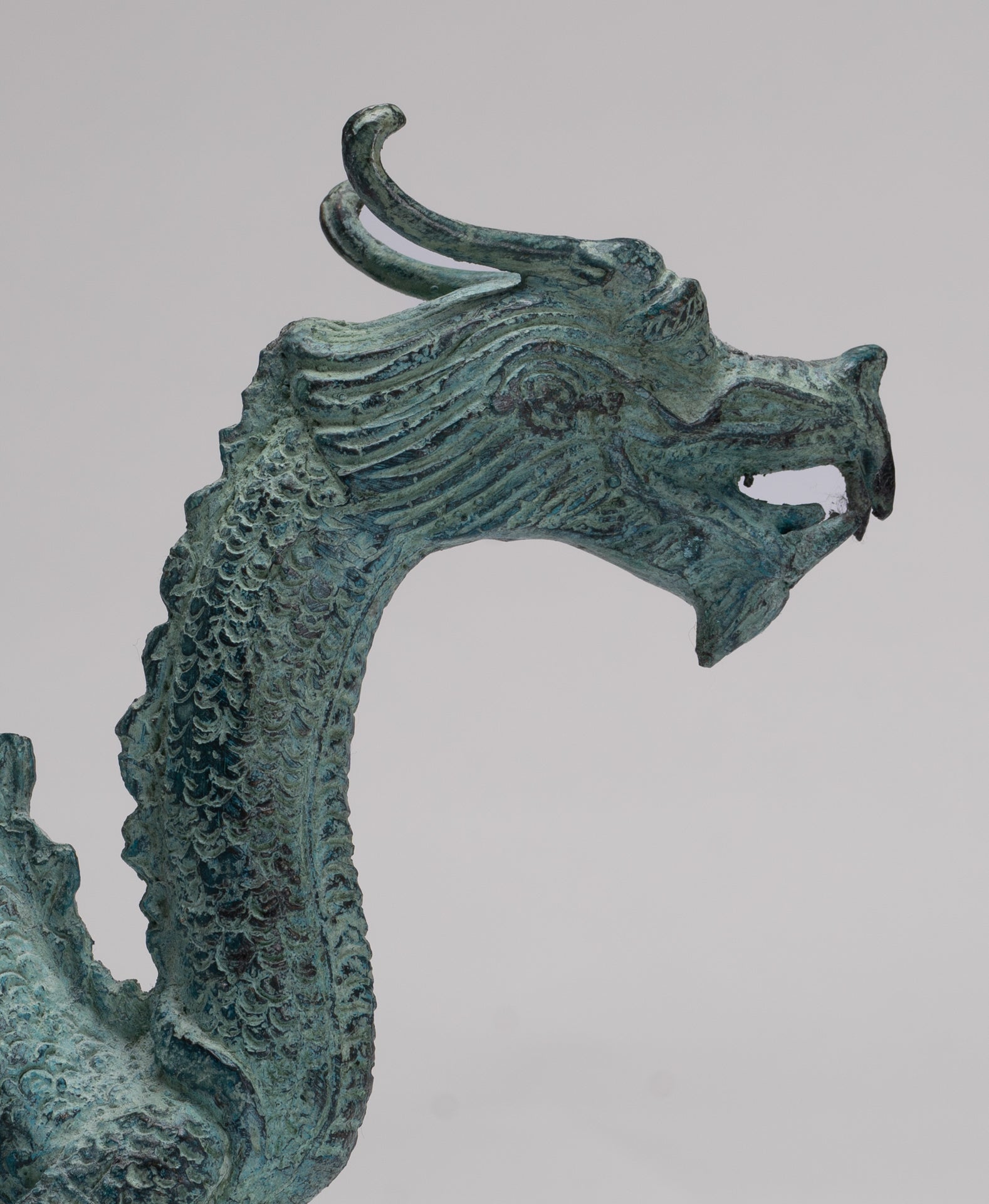 Antique Chinese Style Bronze Dragon Statue - 17cm/7"