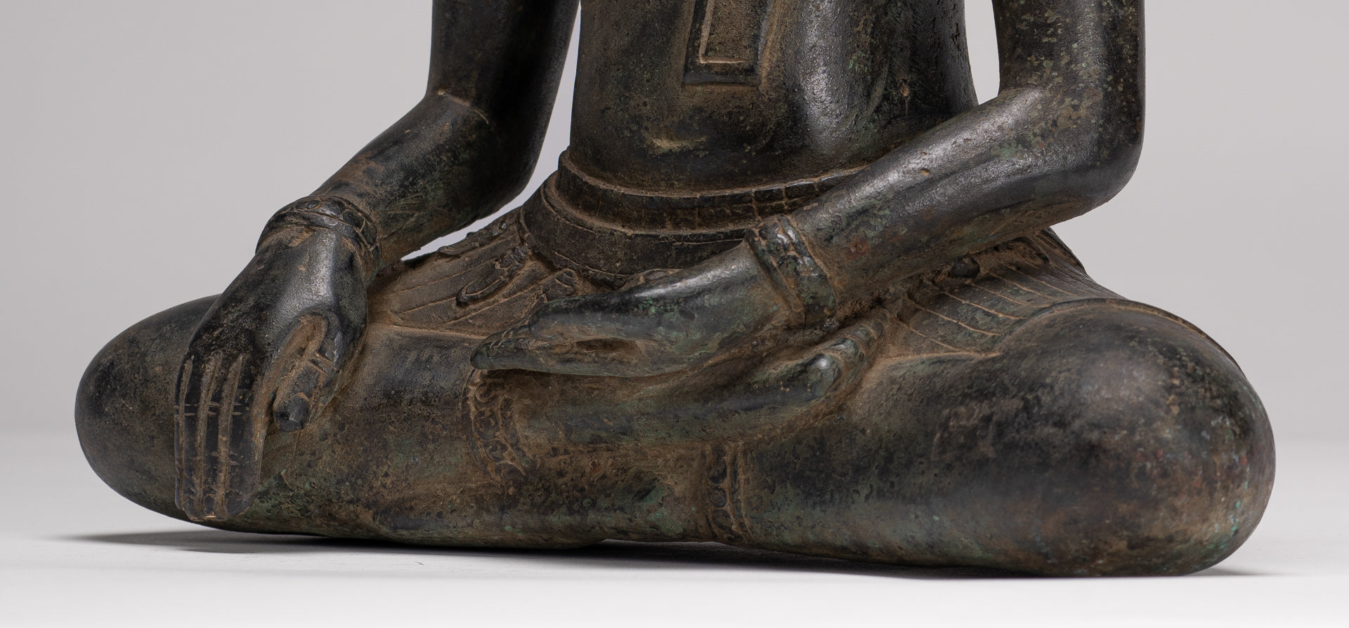 Buddha Statue - Antique Khmer Style Bronze Enlightenment Bayon Buddha Statue - 37cm/15"