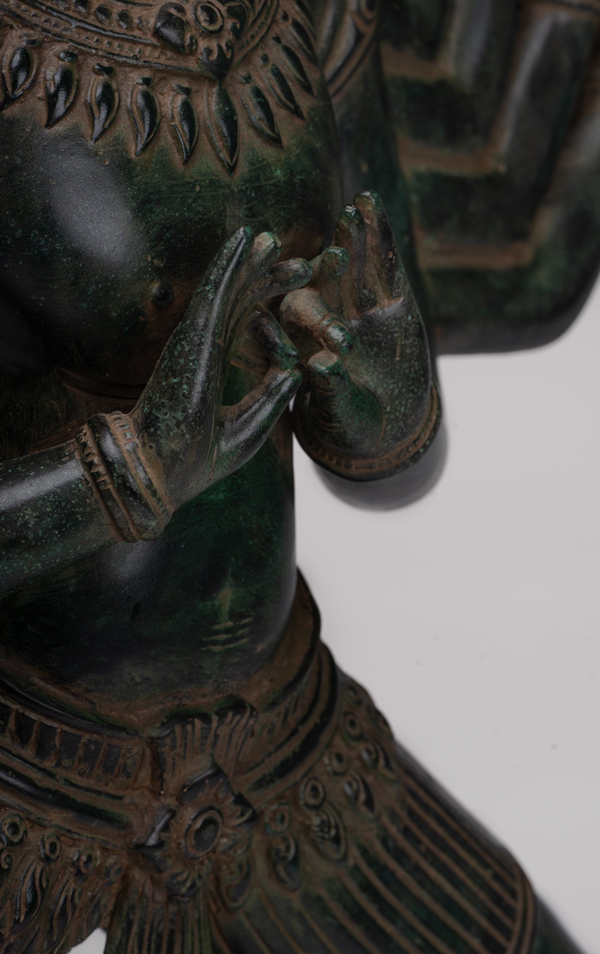 Antique Khmer Style Bronze Angkor Wat Ardhaparyanka Shiva - 10 Arms - 70cm/28"