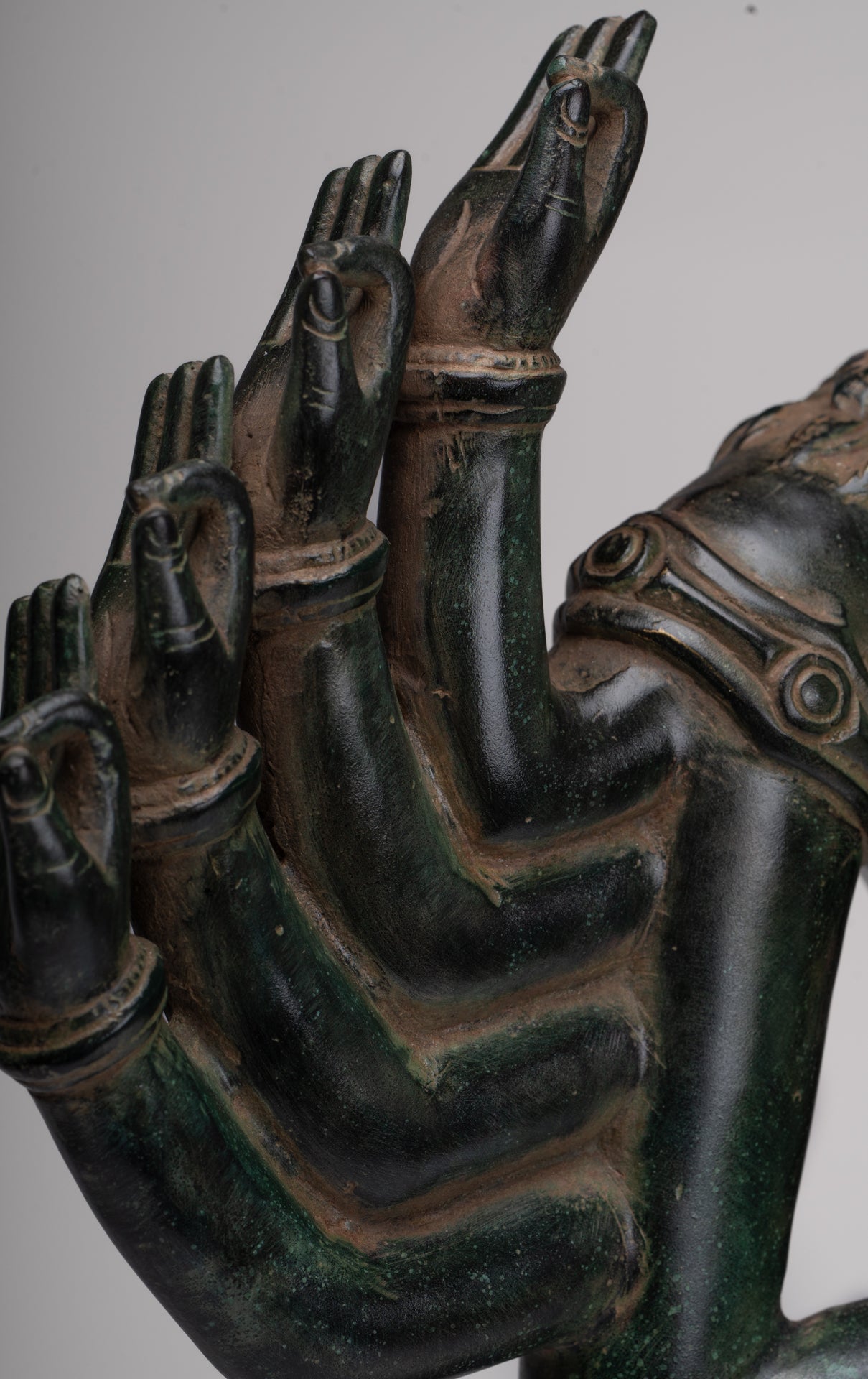 Antique Khmer Style Bronze Angkor Wat Ardhaparyanka Shiva - 10 Arms - 70cm/28"