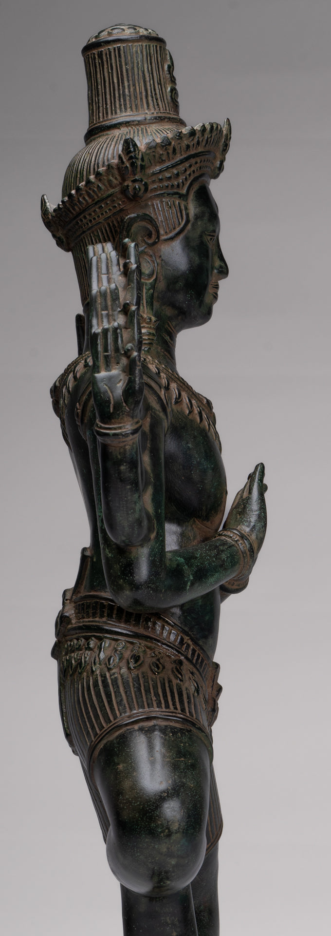 Antique Khmer Style Bronze Angkor Wat Ardhaparyanka Shiva - 10 Arms - 70cm/28"