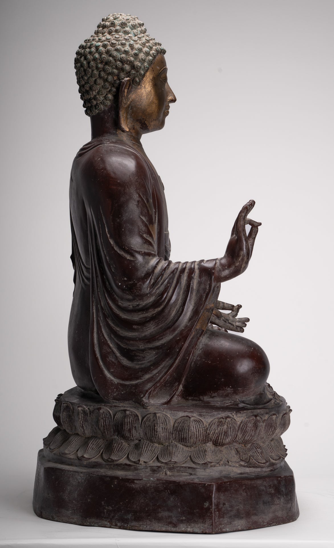 Masterpiece Buddha Statue - Antique Tibet Style Seated Teaching Buddha Statue - 88cm/35"