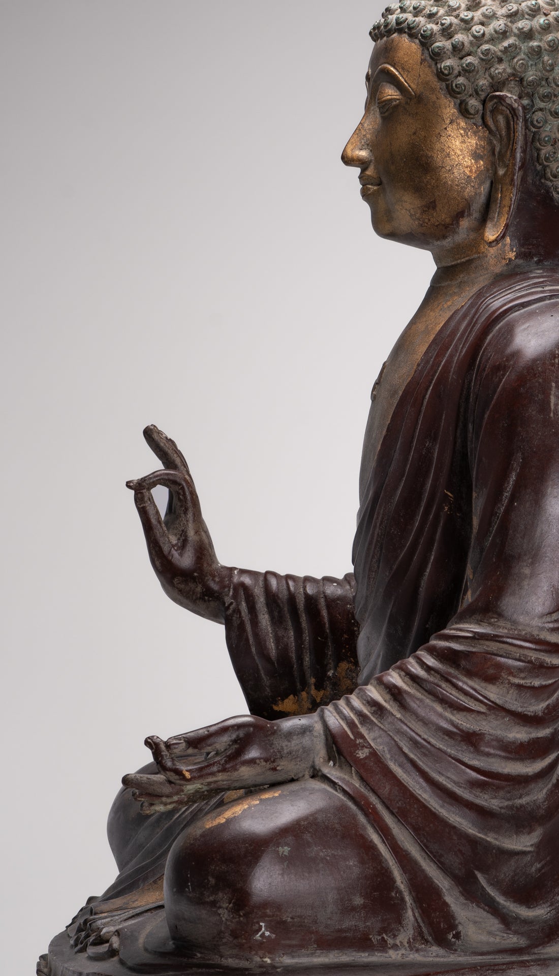 Masterpiece Buddha Statue - Antique Tibet Style Seated Teaching Buddha Statue - 88cm/35"