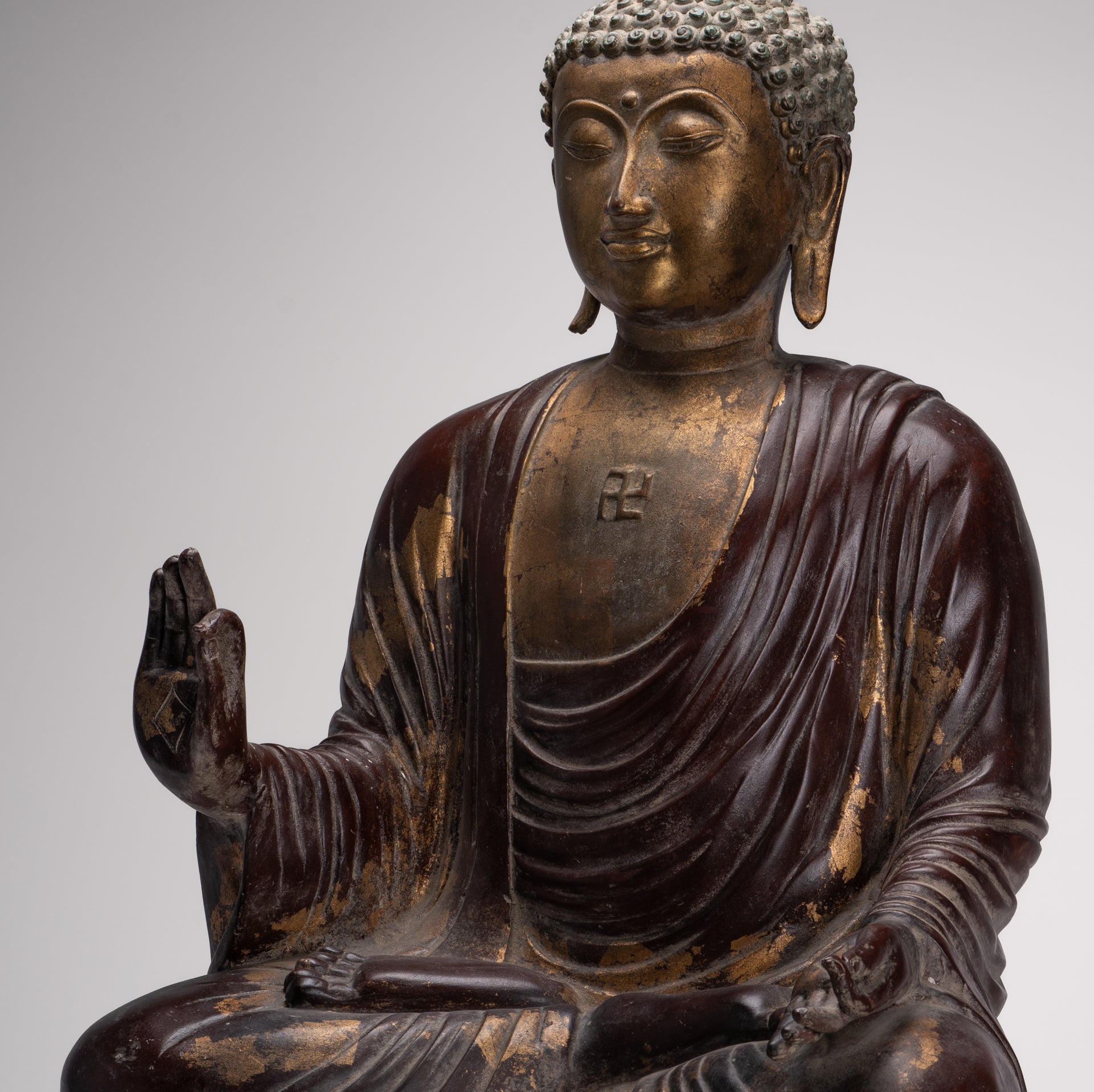 Masterpiece Buddha Statue - Antique Tibet Style Seated Teaching Buddha Statue - 88cm/35"